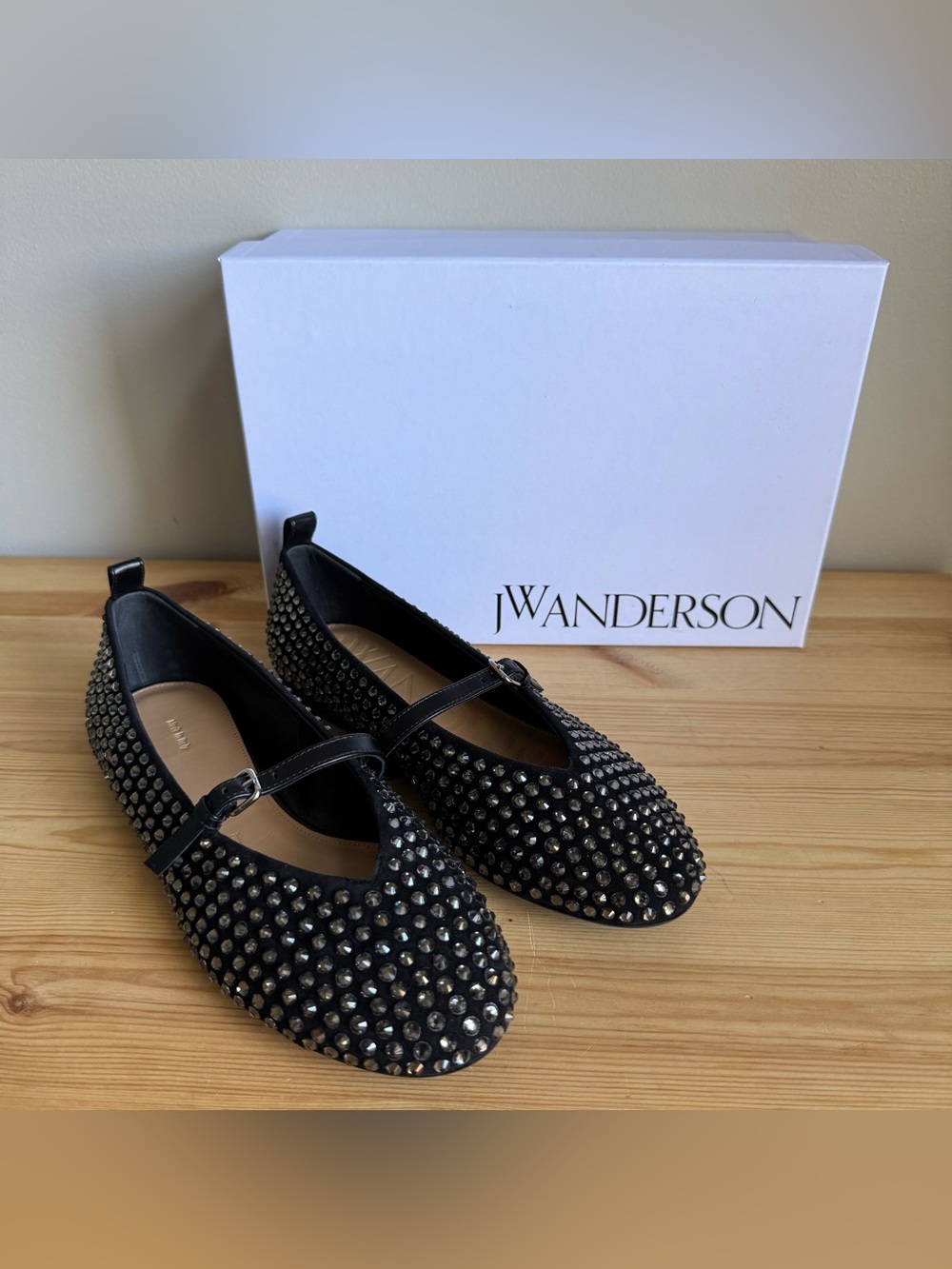 JW Anderson Black Strass Ballerina Flat, Women’s EU 37